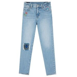 Cat & Jack High Rise Skinny Jeans Embroidered Stretch Distressed Denim Girls 14